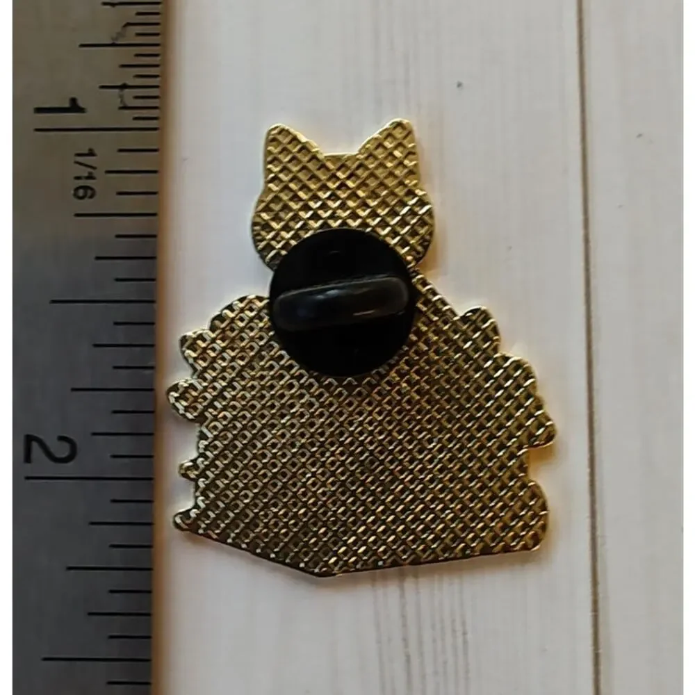 Black Cat Books Flowers Stars Pin Gothic Witchy Halloween Occult Cat Lapel Hat
